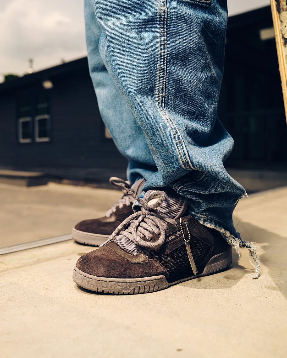 APB x adidas Powerphase Puff skate shoe in padded low-profile silhouette with mesh and suede construction - detail view 2