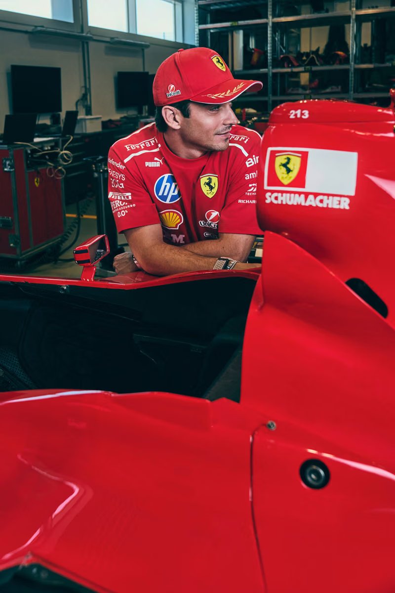 PUMA x Scuderia Ferrari Monza Collection hero featuring red racing jacket and Speedcat Pro sneakers honoring Michael Schumacher - detail view 4
