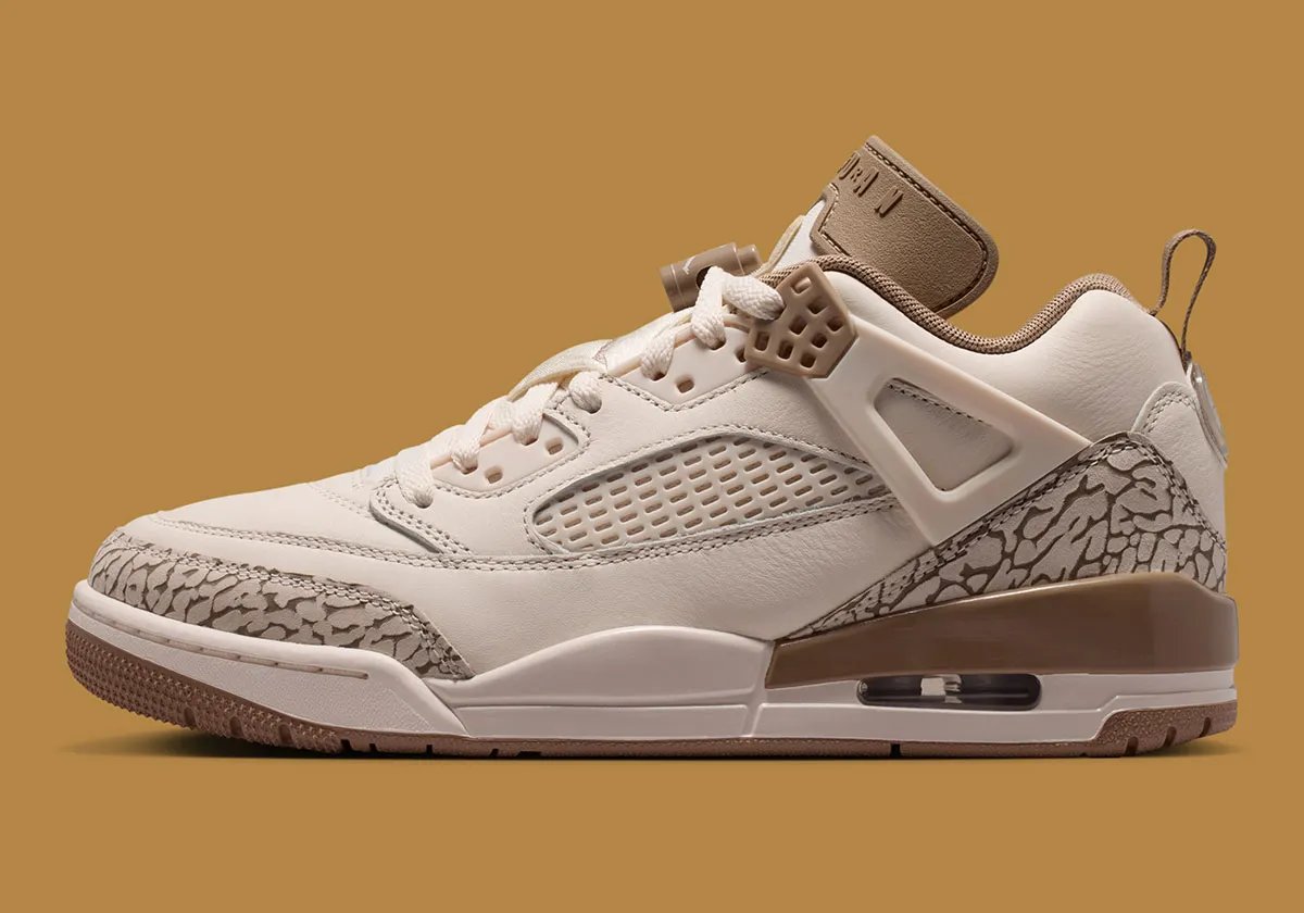 Jordan Spiz'ike Low in contemporary color palette, showing complex multi-panel design with layered mesh and overlays - detail view 1