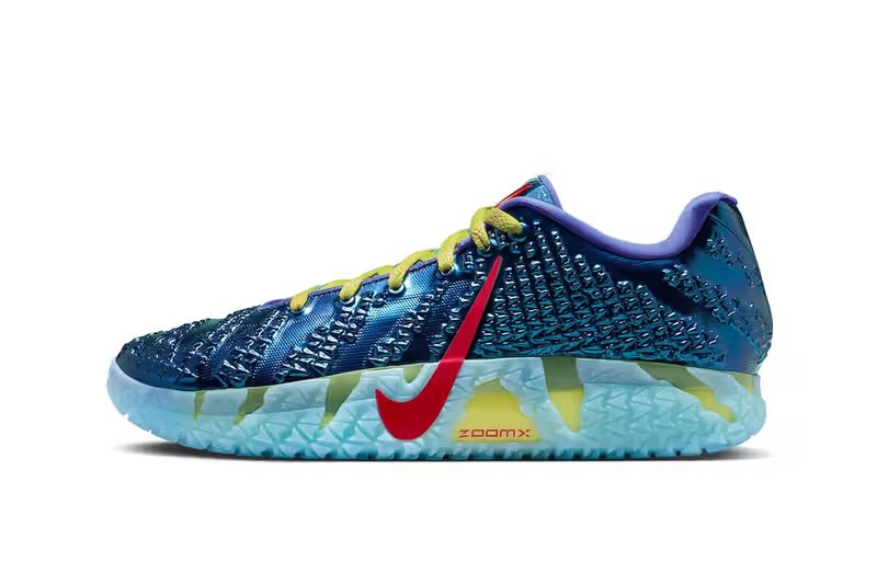 Nike Ja 3 "Uncle Phil" in Blue Chill, Fire Red, Zitron, and Blue Legend colorway - detail view 2