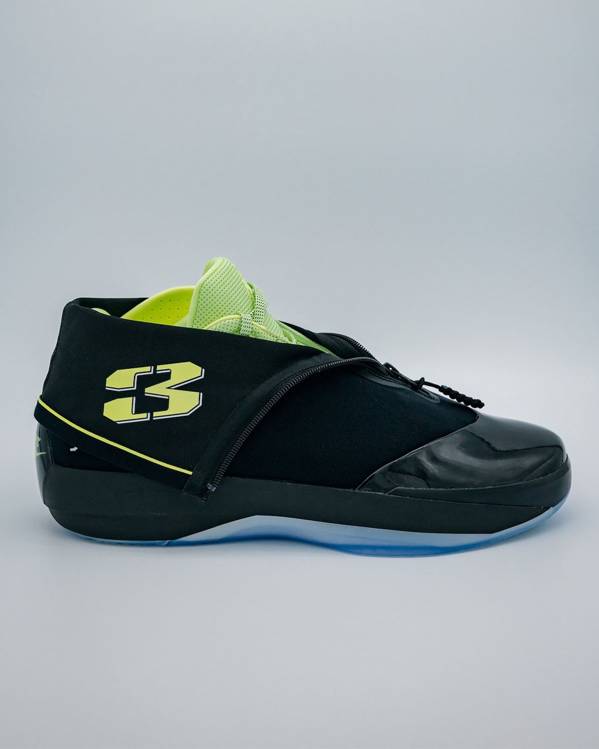 Jordan Brand Air Jordan 4028 Bam Adebayo pack in Black with Neon Green and Infrared accents, featuring embroidered date and player name details - detail view 3