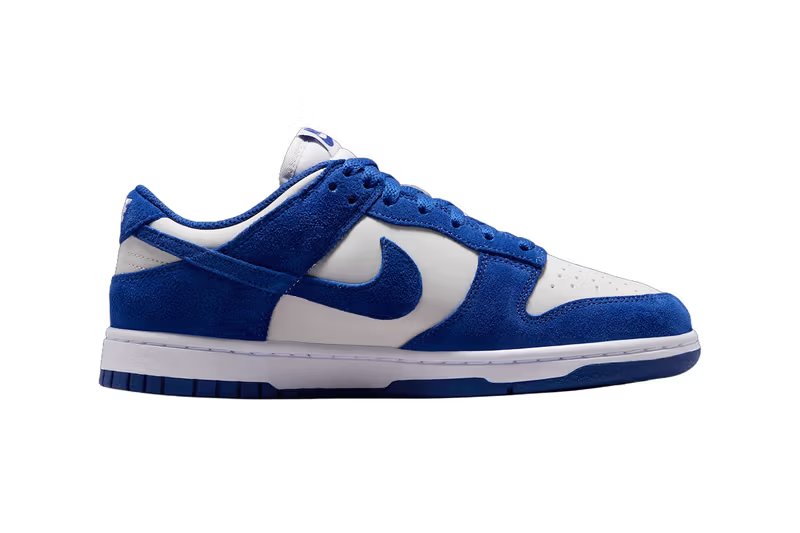 Nike Dunk Low Old Royal in suede with Old Royal, Photon Dust, and White colorway - detail view 3