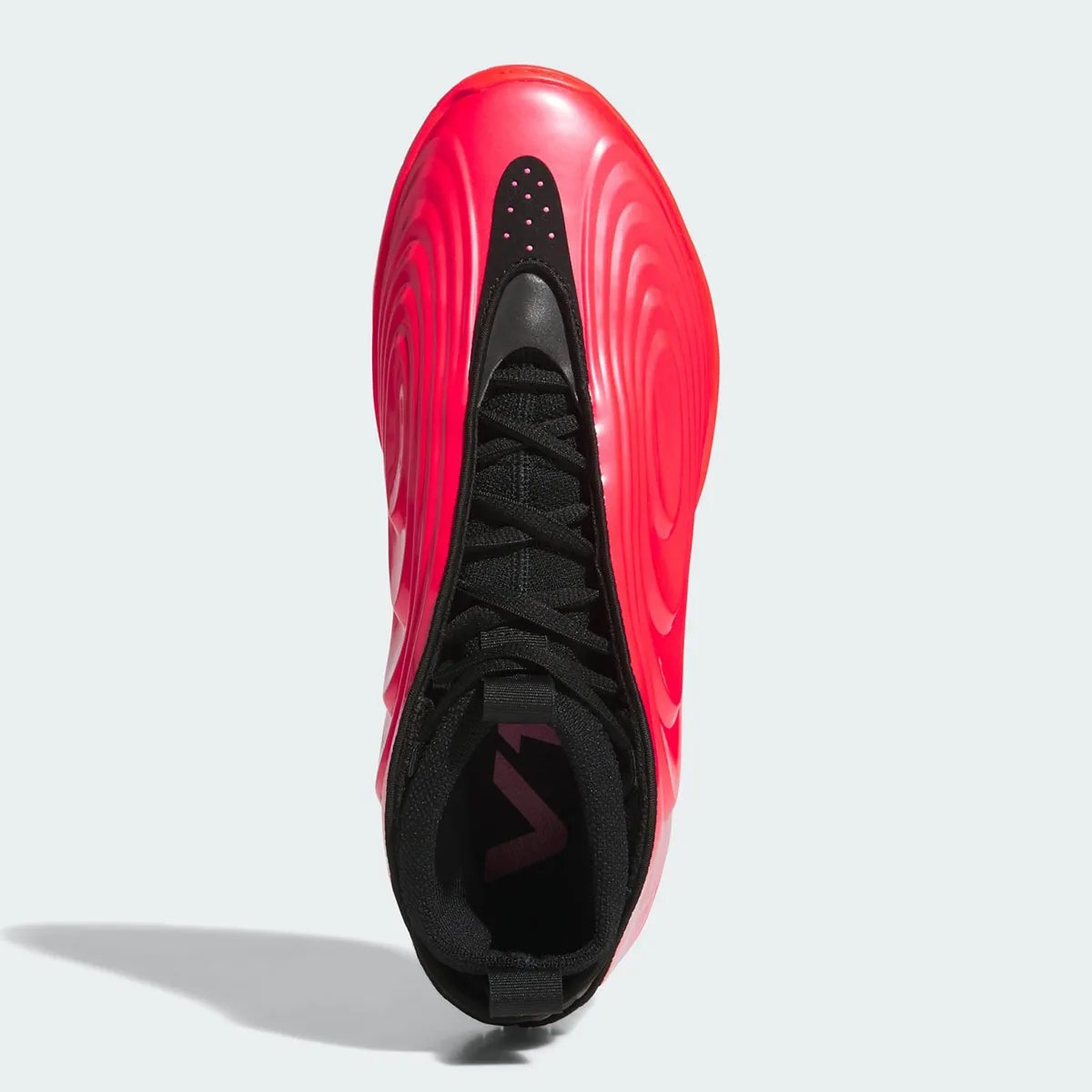 adidas Harden Vol. 10 in red and black with glossy patent leather finish - detail view 4
