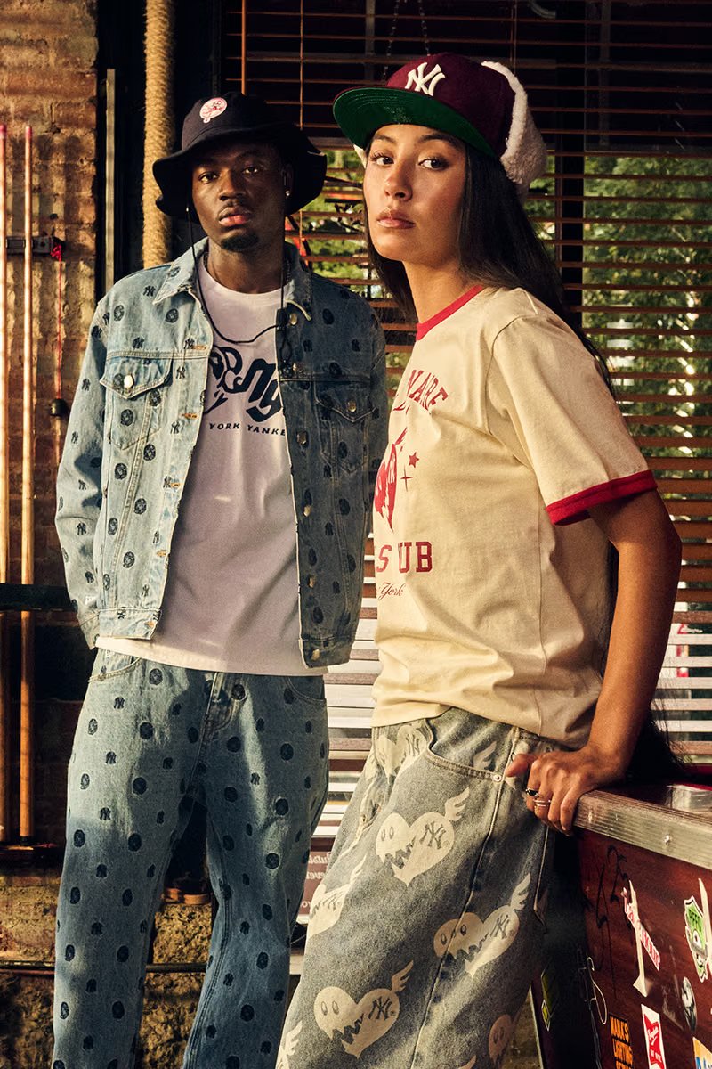 Billionaire Boys Club x New York Yankees Drop II collection featuring embroidered denim trucker jacket and coordinating pieces - detail view 1