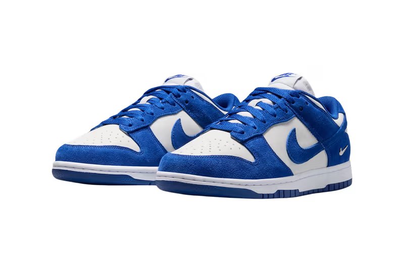 Nike Dunk Low Old Royal in suede with Old Royal, Photon Dust, and White colorway - detail view 4