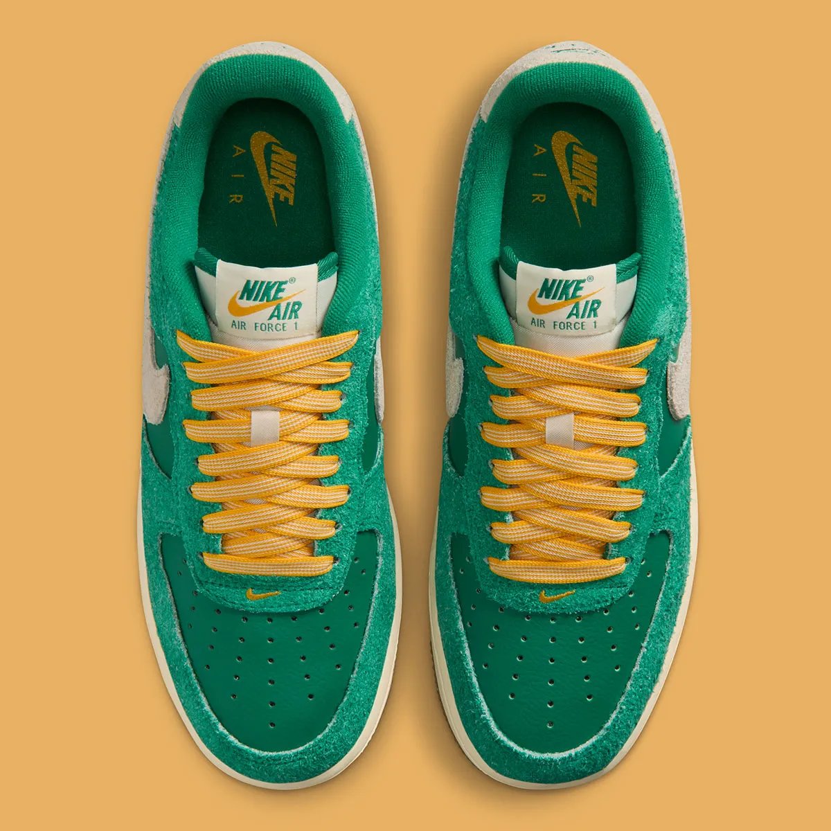 Nike Air Force 1 Low in pine green suede with gum sole and bronze lace accessories - detail view 3