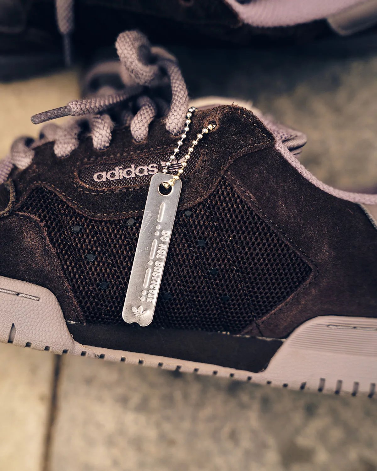 APB x adidas Powerphase Puff skate shoe in padded low-profile silhouette with mesh and suede construction - detail view 1