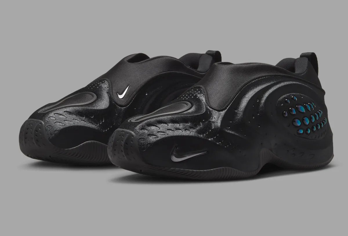 Nike First Sight Shadow in Black with Metallic Dark Grey accents, showing molded upper and sculptural texture details - detail view 2