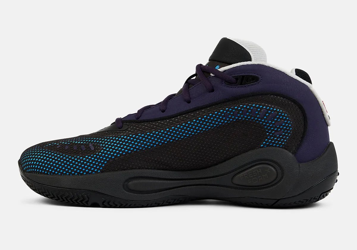 New Balance P400 in Black/Boysenberry colorway with Fresh Foam X cushioning, side view - detail view 2