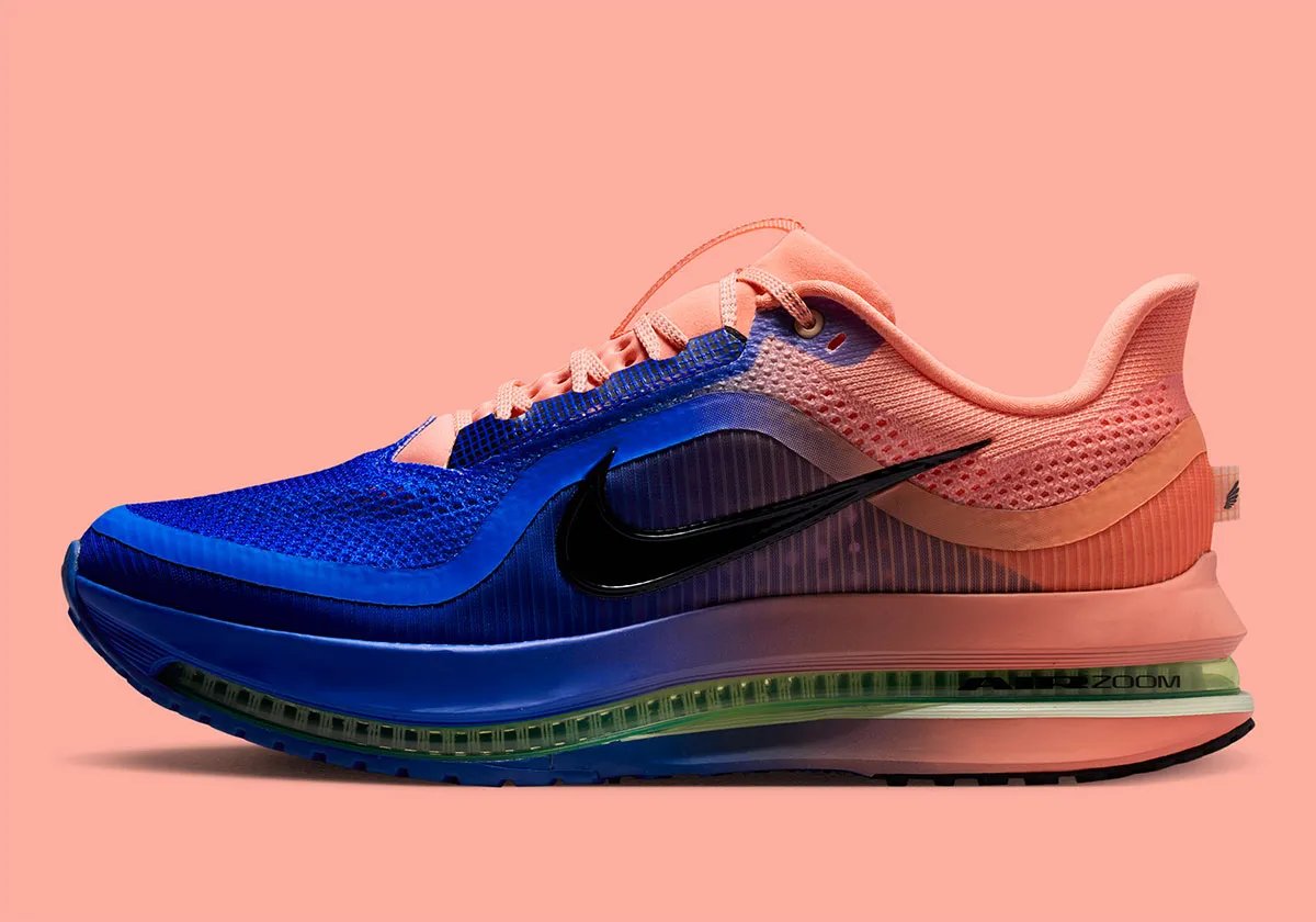 Nike Pegasus Premium in Racer Blue to Atomic Pink gradient upper with volt cushioning - detail view 1