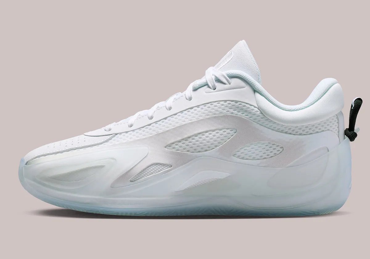 Jordan Heir Series 2 in all-white colorway, showcasing clean minimalist basketball sneaker design - detail view 1