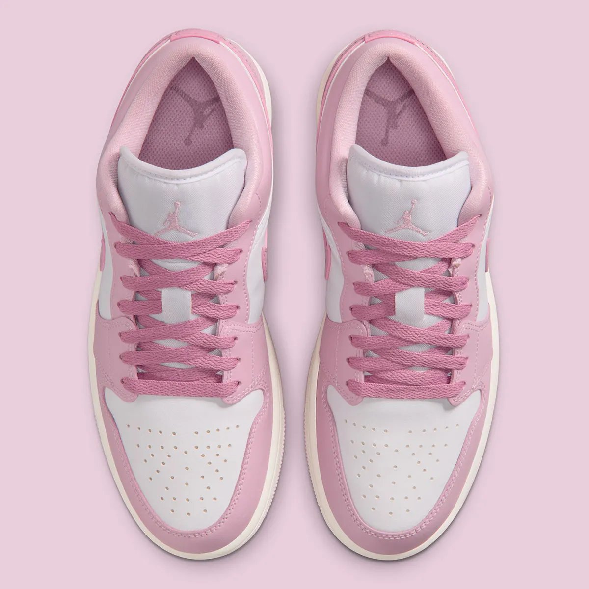 Air Jordan 1 Iced Carmine colorway shown in both Mid and Low silhouettes with carmine red and iced accent details - detail view 3