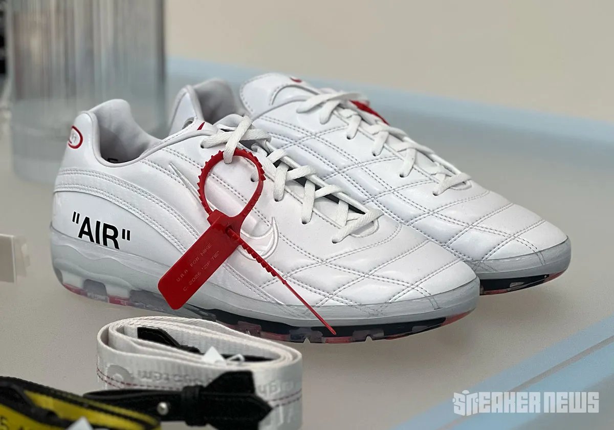 Virgil Abloh Archive x Nike Cryoshot USA collection white leather sneaker, part of the 2026 World Cup football collaboration - detail view 1