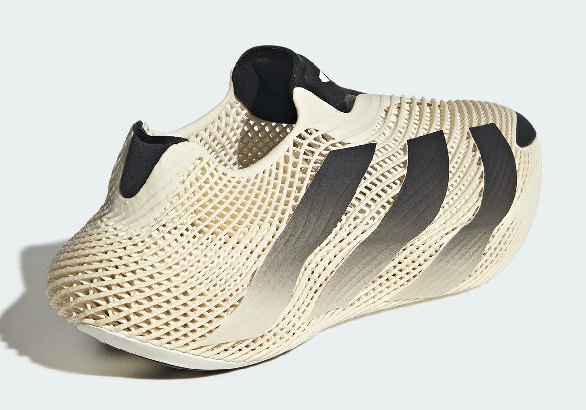 Adidas Futurecool 3D-printed sneaker featuring asymmetrical tongue and single-structure midsole in neutral colorway - detail view 2