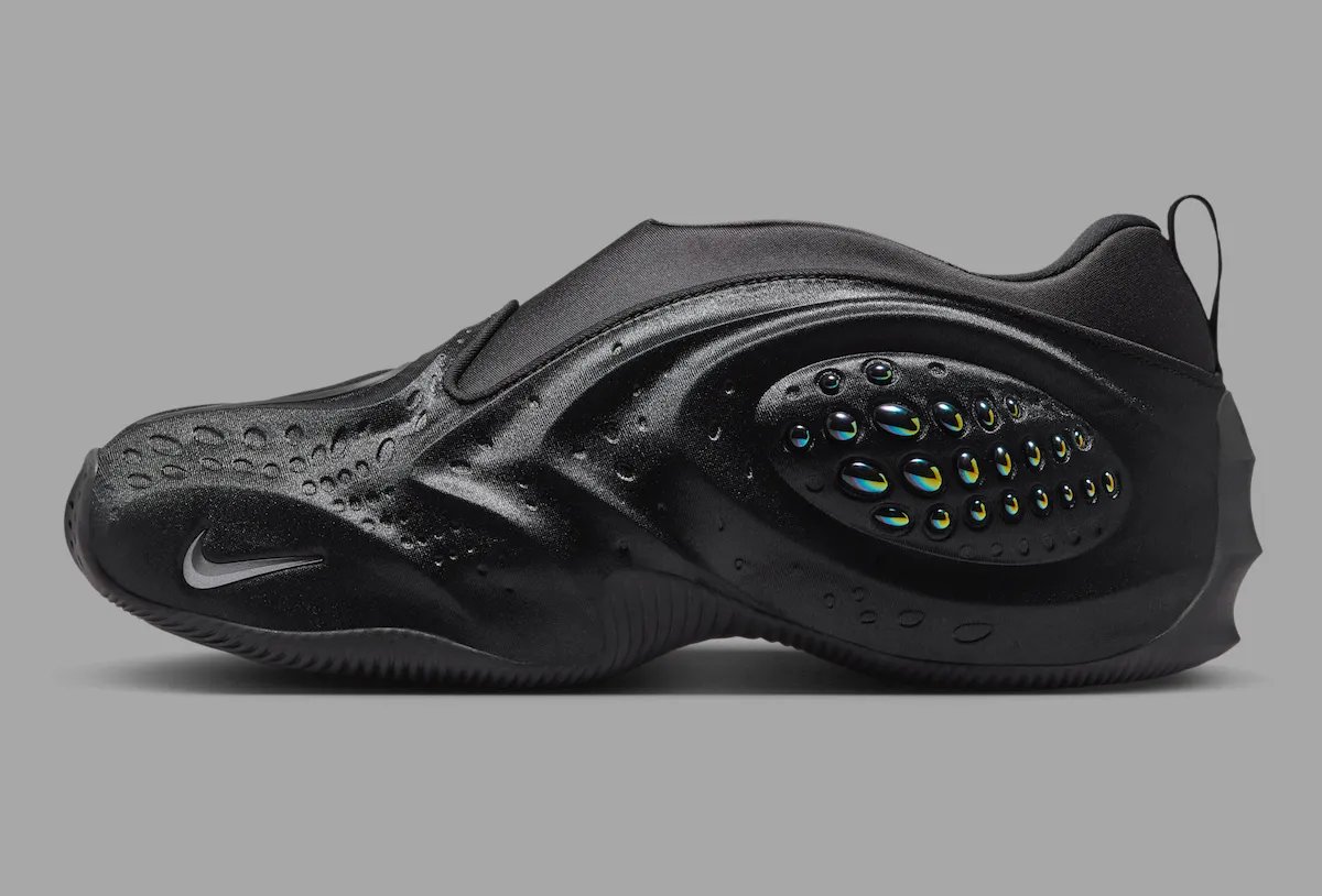 Nike First Sight Shadow in Black with Metallic Dark Grey accents, showing molded upper and sculptural texture details - detail view 3