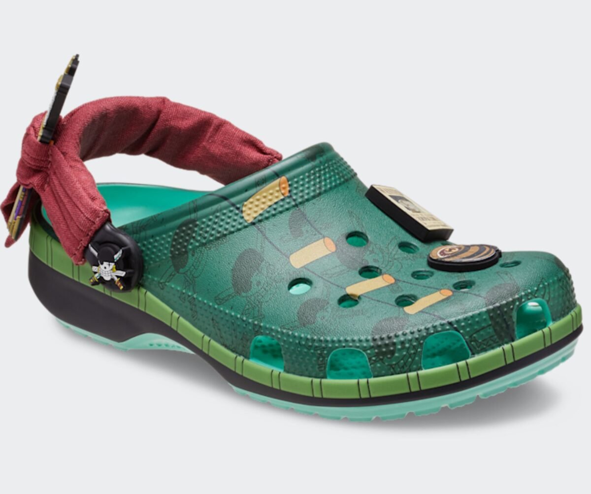 Crocs Classic Clog in Roronoa Zoro colorway from One Piece collaboration, shown from multiple angles - detail view 4