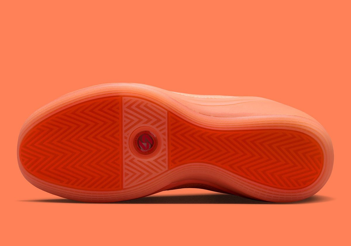Jordan Luka 5 in Orange Pulse and Hyper Crimson colorway, side profile view - detail view 2