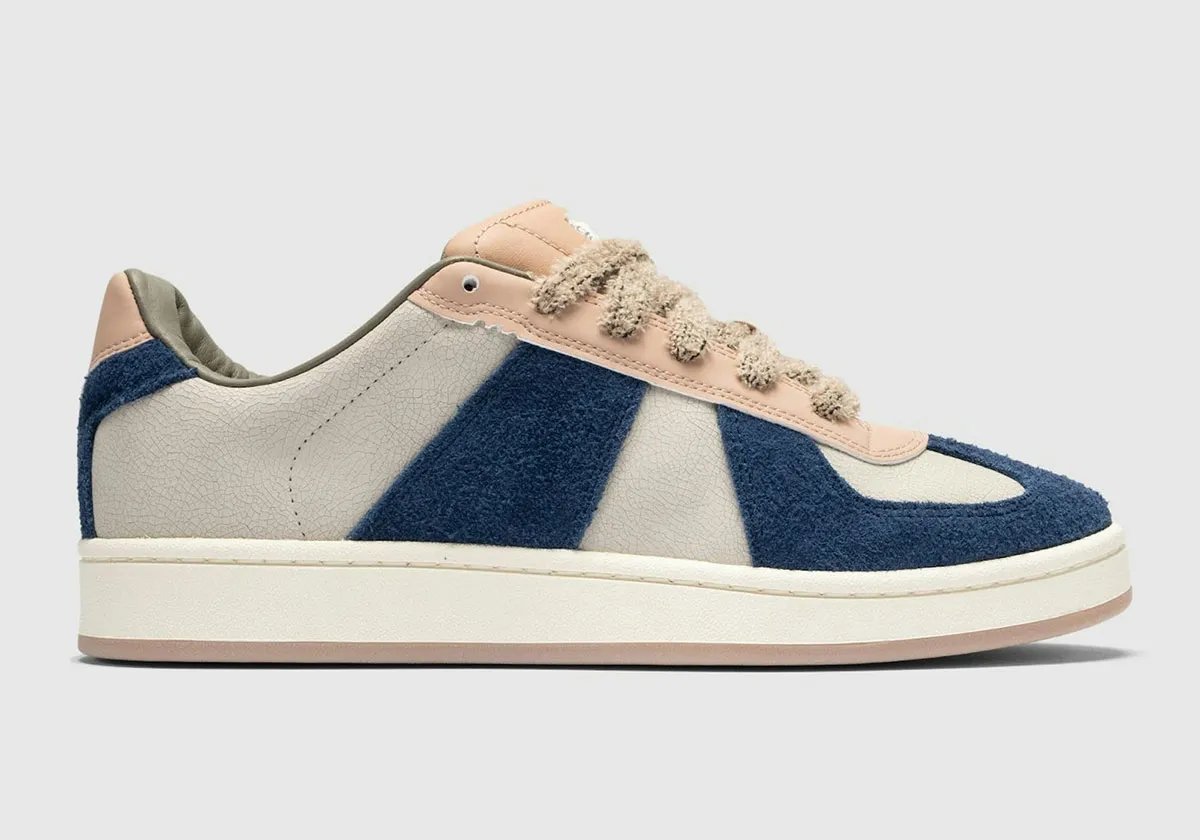 The Whitaker Group x adidas BW 00s in Cream with cracked leather and hairy suede overlays, released April 24 under the Do Not Duplicate collection - detail view 1