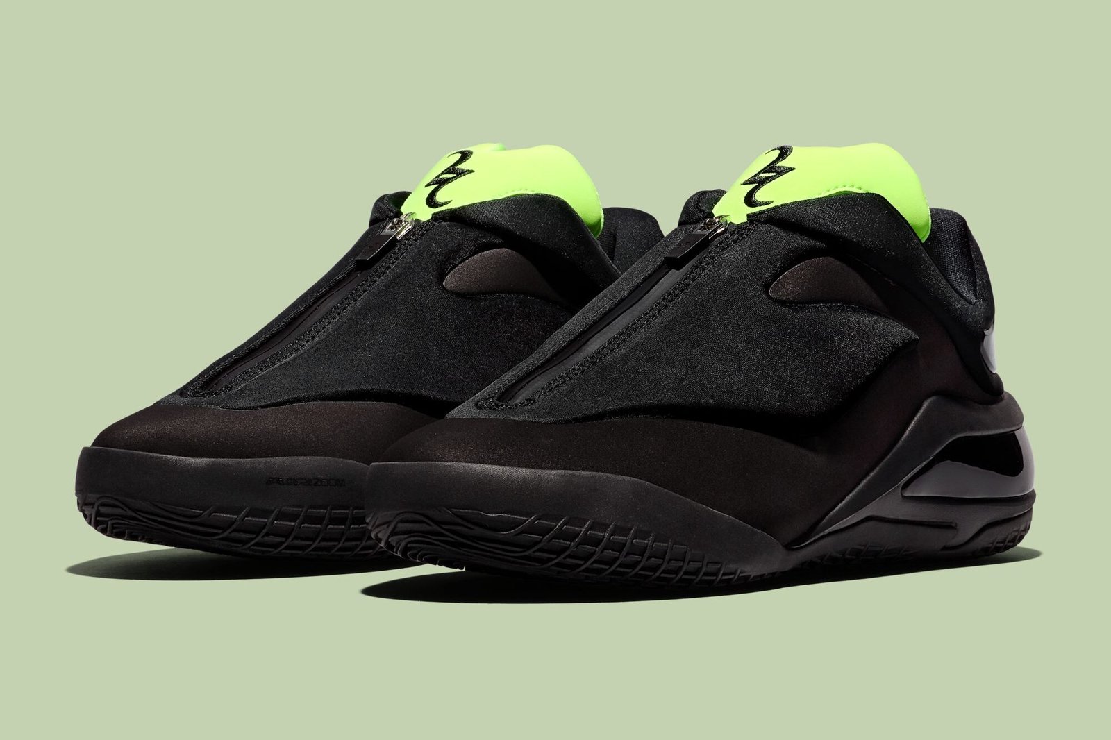 Converse SHAI 001 Shroud 'Shock' in Black and Green Beam colorway, showing the full silhouette and design details