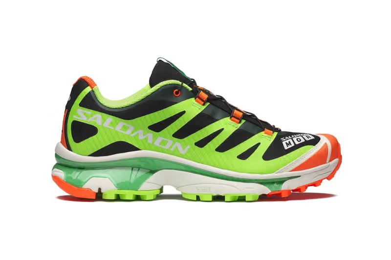 Salomon x Ferxxo XT-4 OG FERXXOCALIPSIS in neon green with FERXXOCALIPSIS album artwork graphics - detail view 1