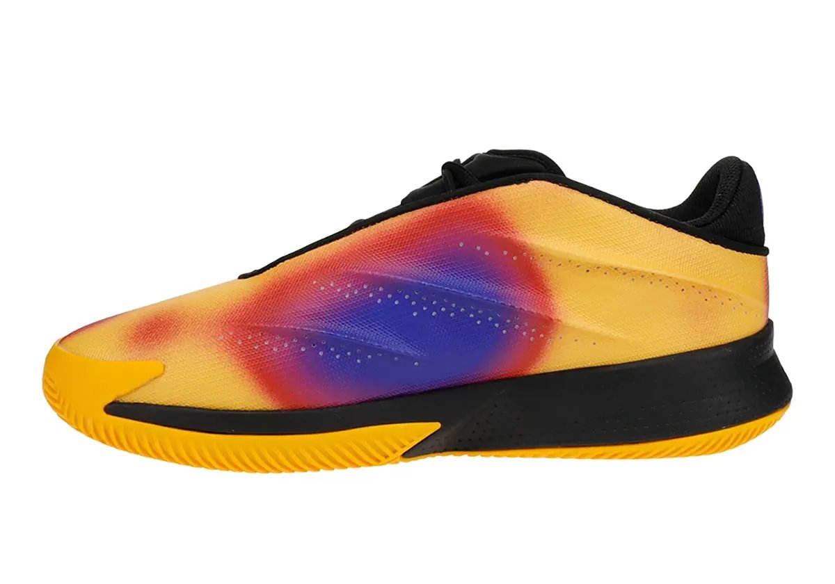 adidas Crazy Energy McDonald's All-American colorway featuring yellow, red, and purple heatmap design with golden yellow outsole - detail view 2
