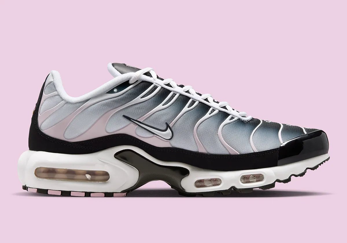 Nike Air Max Plus in Pink Foam colorway showing the TN silhouette's ribbed mesh and tubular design - detail view 2