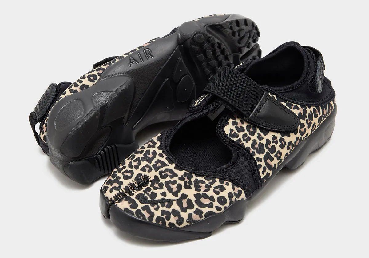 Nike Air Rift in leopard print colorway showing the distinctive split-toe design - detail view 1