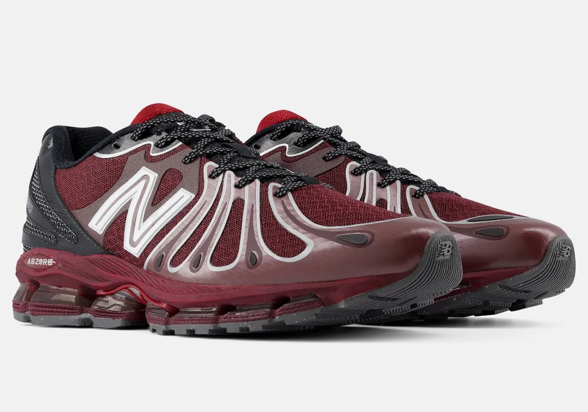 New Balance 1890 Burgundy colorway with jet black heel cage and collar accents