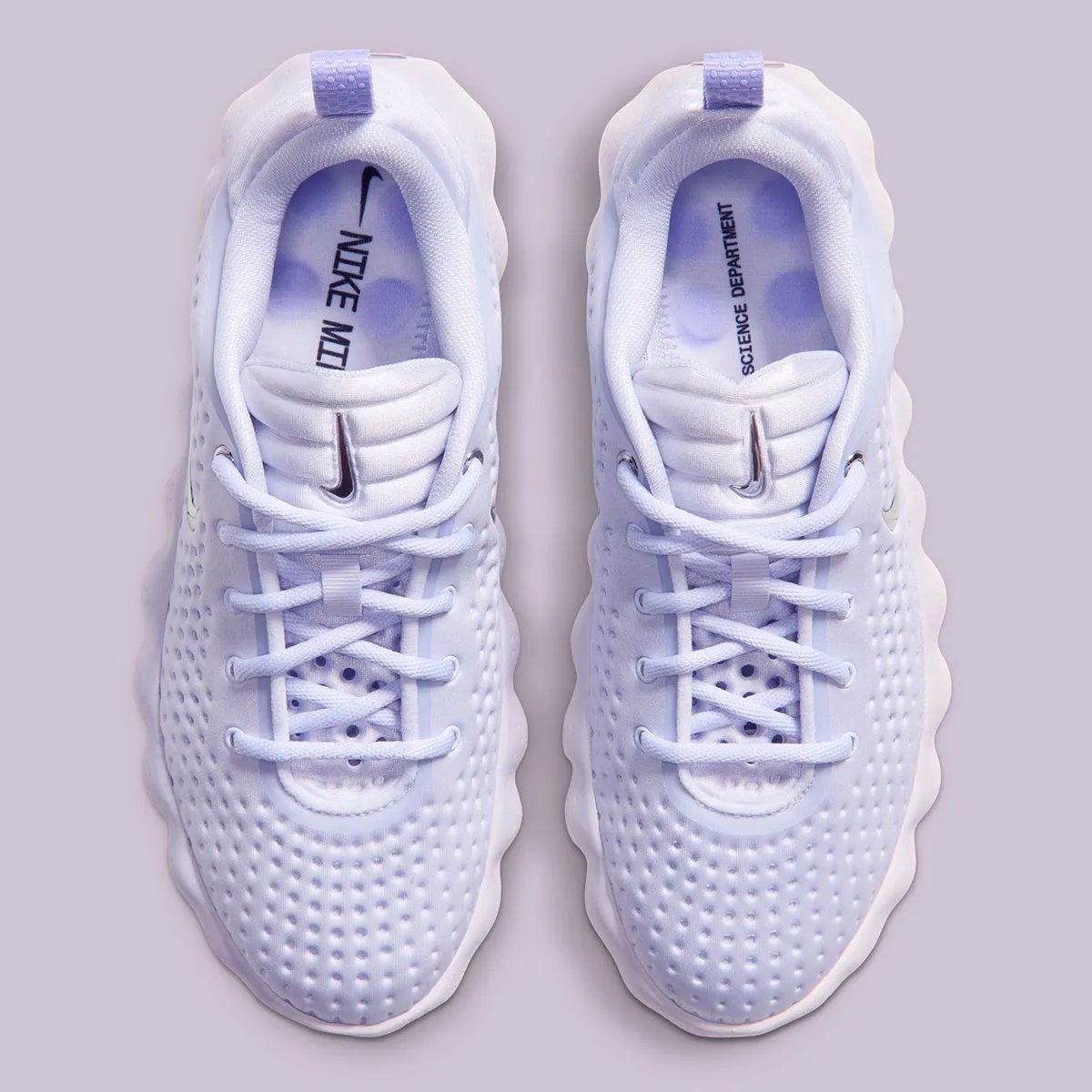 Nike Mind 002 Palest Purple sneaker in women's sizing, featuring lavender upper with white sole and trim details - detail view 3