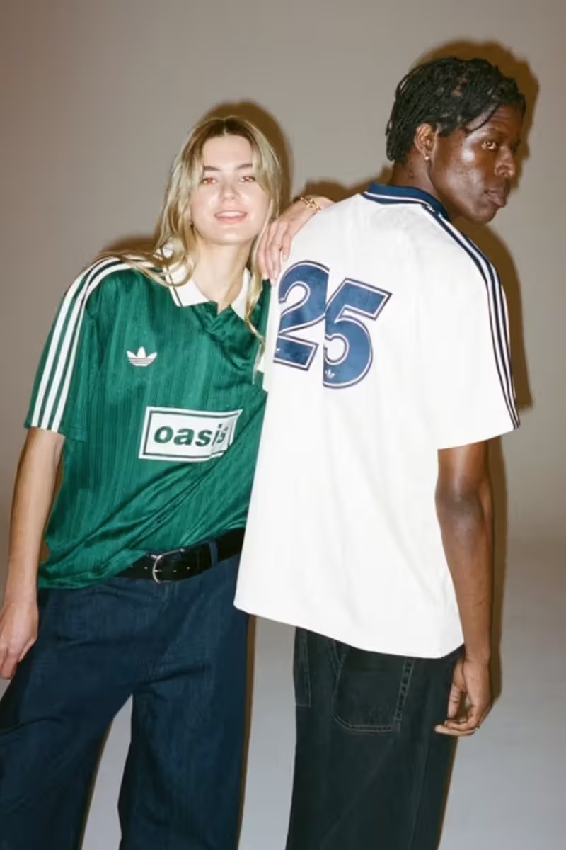 adidas Originals x Oasis Tour Jacquard Jersey in natural colorway, front-facing flat lay - detail view 2