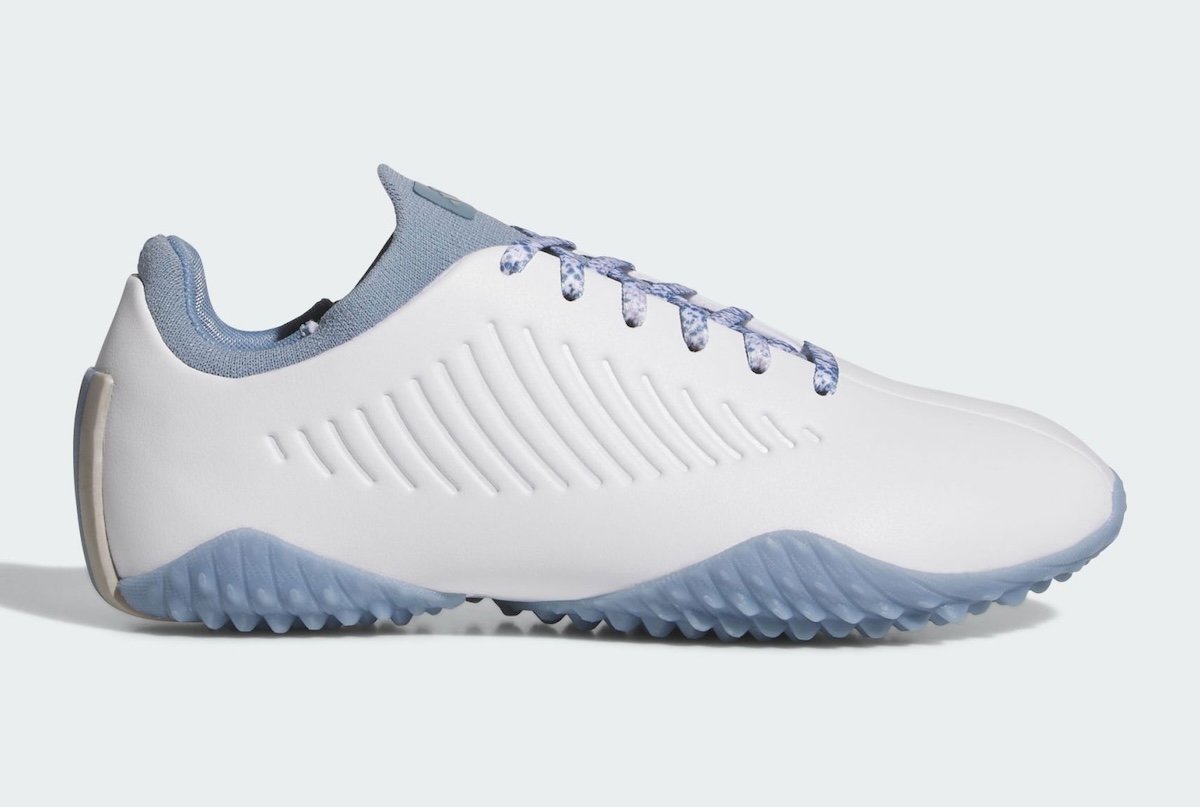 Women's adidas Ballerina Spikeless Golf Shoe in Silver Metallic, showcasing the slim silhouette and low-profile design adapted for golf performance. - detail view 2