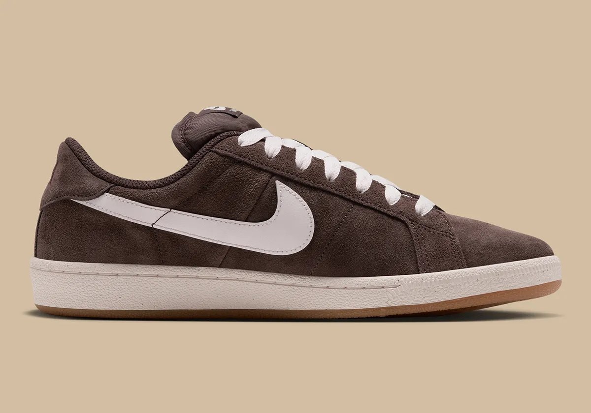 Nike SB Tennis Classic XL in Baroque Brown suede with Sail Swoosh and Gum Light Brown outsole - detail view 3