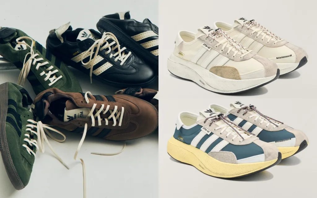 Official imagery of Song for the Mute x Adidas Samba and SL 72 Pro collaboration models
