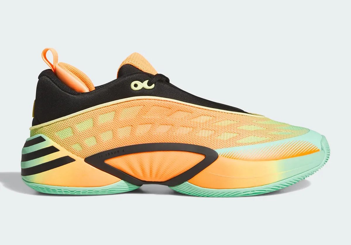 adidas D.O.N. Issue #8 in Lucid Tangerine colorway with Spider-Man-inspired gradient design - detail view 2