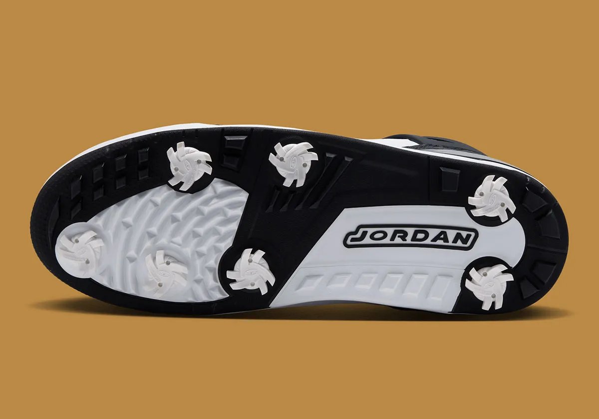 Jordan Spiz'ike Low Golf in black, white, and metallic gold, inspired by the 2006 Defining Moments Package colorway - detail view 2