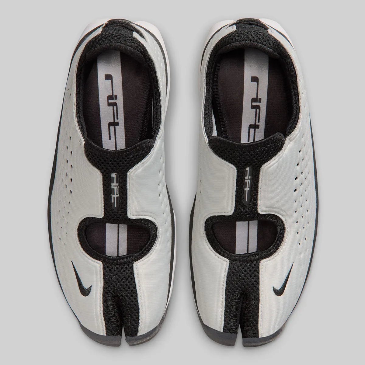 Nike Air Rift 2 in Metallic Silver showing segmented toe construction and midline coverage - detail view 3