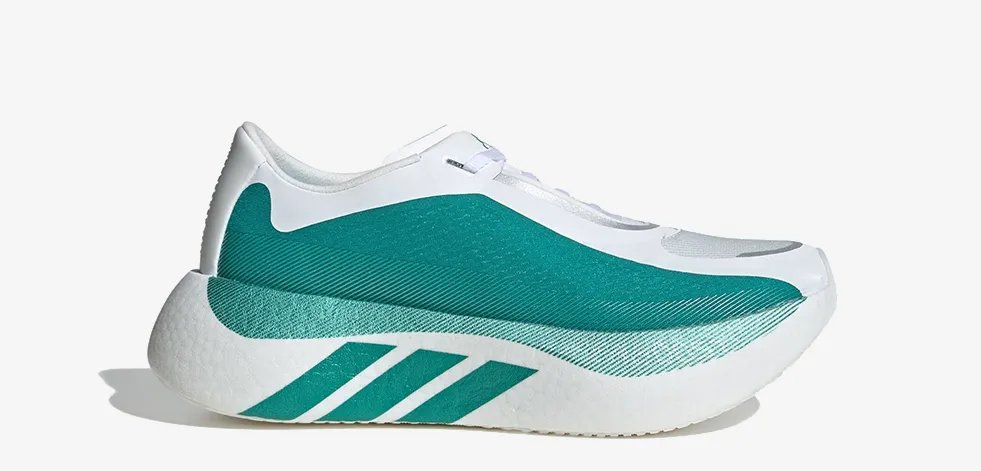 adidas Hyperboost Edge running shoe in Hi-Res Yellow colorway showcasing the PRIMEWEAVE upper and Hyperboost Pro midsole platform - detail view 4