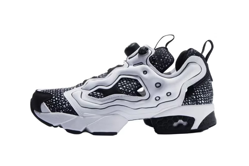 Reebok Instapump Fury 94 'Eren' white colorway with manga sketch-effect graphic overlays, Hidarikiki collaboration - detail view 4