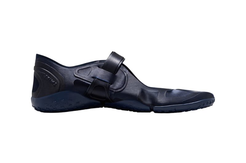 Nike x SKIMS Air Rift Satin in Obsidian, showcasing satin-finish panels on the split-toe silhouette - detail view 4