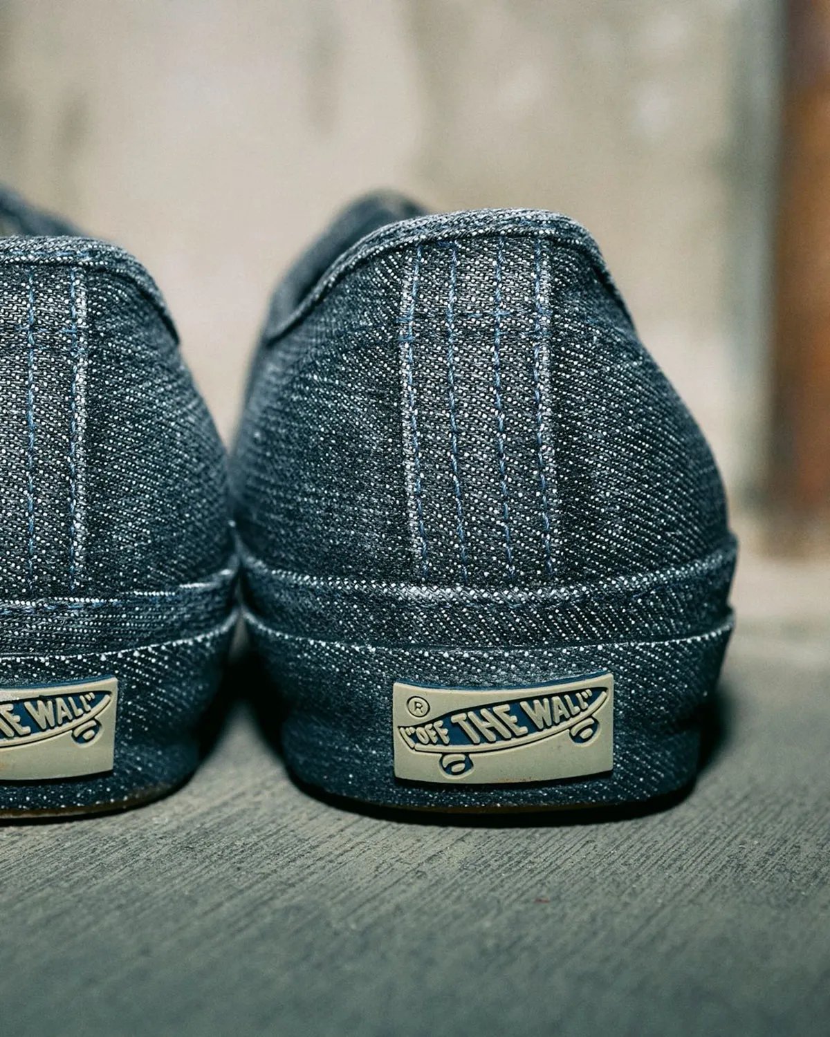Vans Authentic Premium in full denim construction, black and blue wash colorways - detail view 2