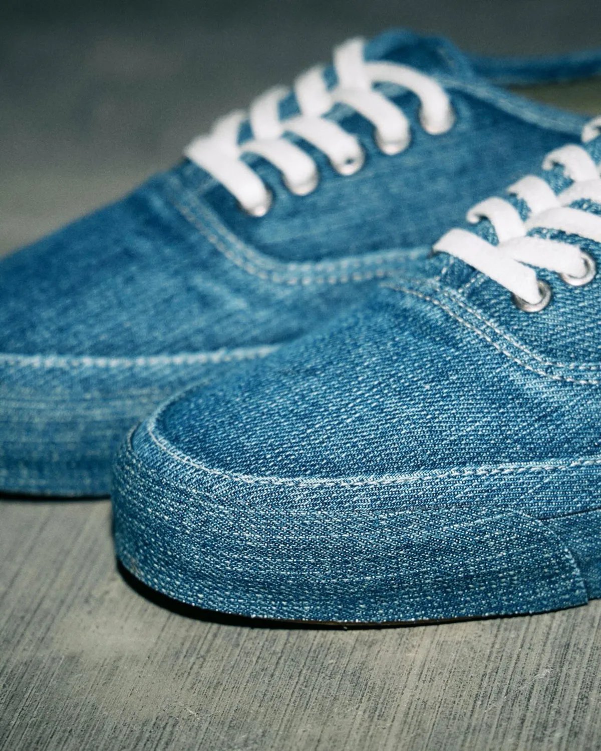 Vans Authentic Premium in full denim construction, black and blue wash colorways - detail view 3