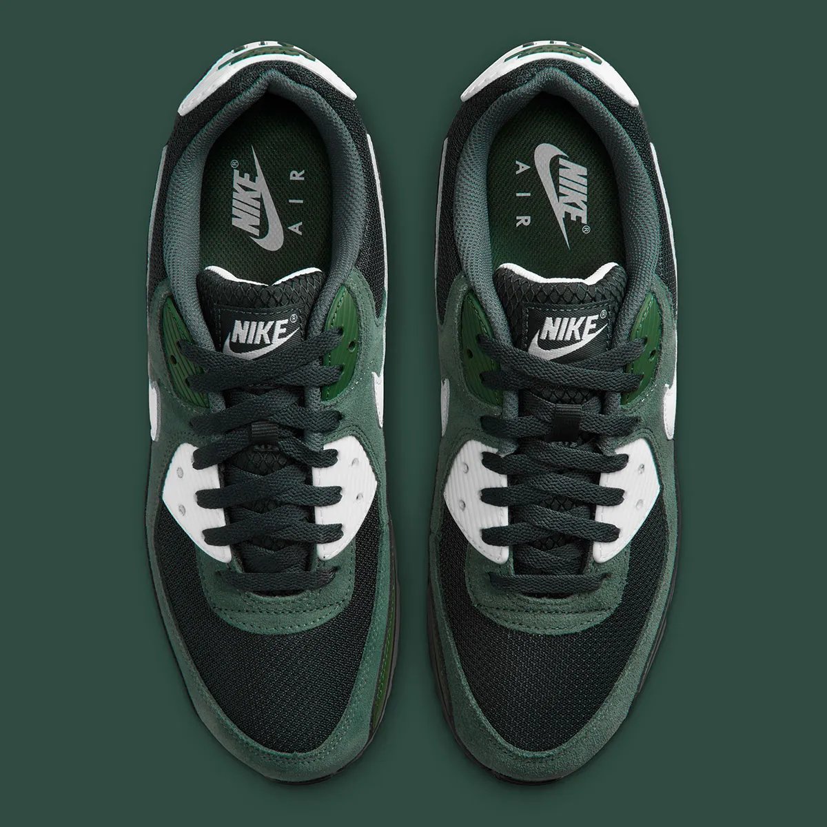 Nike Air Max 90 in Black Spruce and Vintage Green colorway inspired by Michigan State athletics - detail view 4
