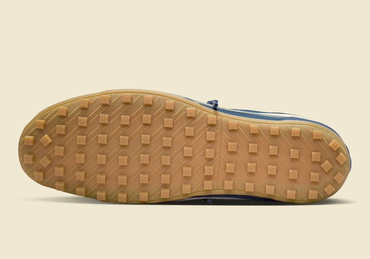 Nike Moon Shoe in Midnight Navy colorway showing waffle outsole and mesh upper construction - detail view 2