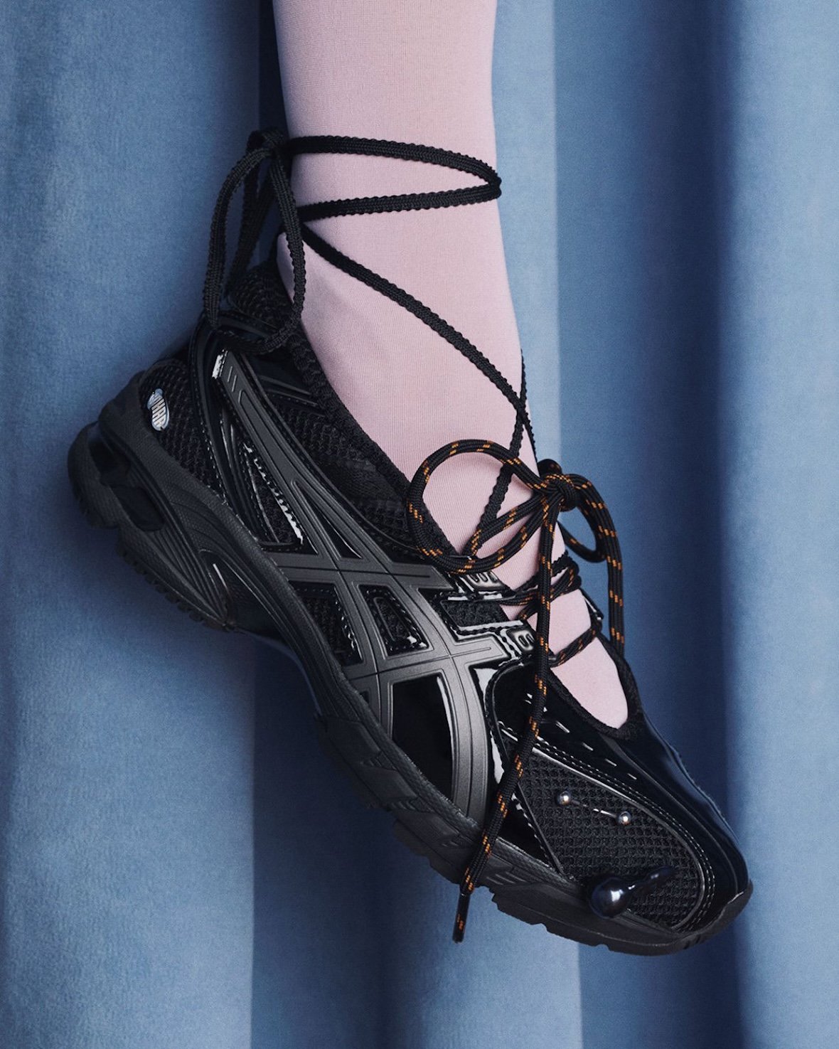 Gohar World x ASICS GEL-DS Trainer SP with pearl and onyx charms, stainless-steel piercings, and Gohar Bean accent - detail view 3