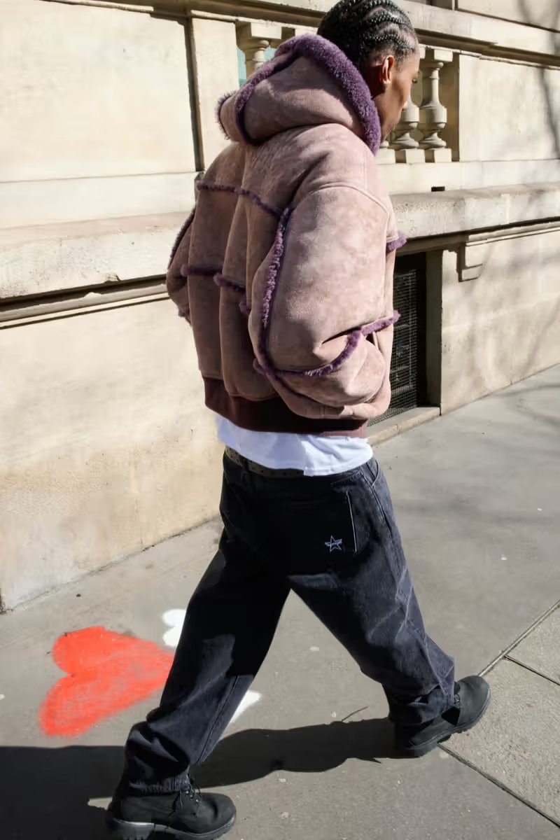 Supreme x MM6 Maison Margiela Spring 2026 collaboration featuring Schott leather jacket with eagle artwork and hooded shearling bombers - detail view 5