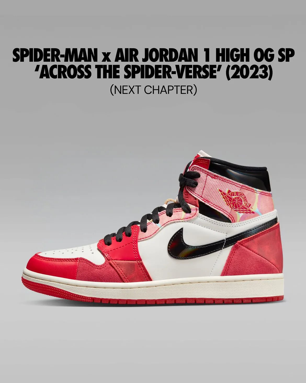 Air Jordan 1 High OG 'Beyond the Spider-Verse' in Black, White, and University Red colorway - detail view 4