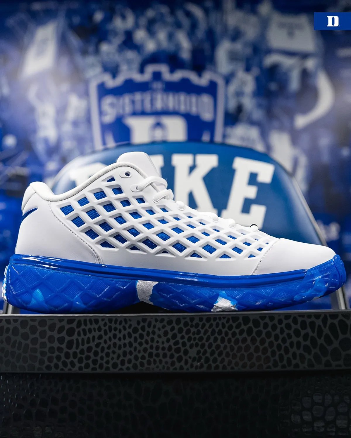 Duke's exclusive Nike Kobe 3 Low Protro player exclusive in blue and white colorway - detail view 1
