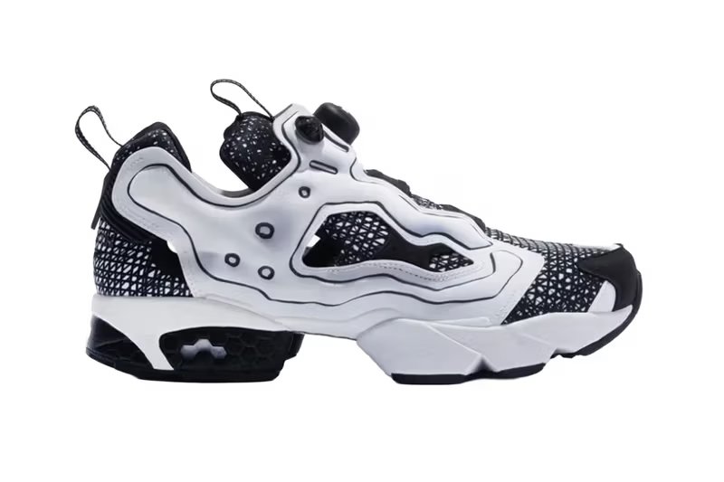 Reebok Instapump Fury 94 'Eren' white colorway with manga sketch-effect graphic overlays, Hidarikiki collaboration - detail view 3