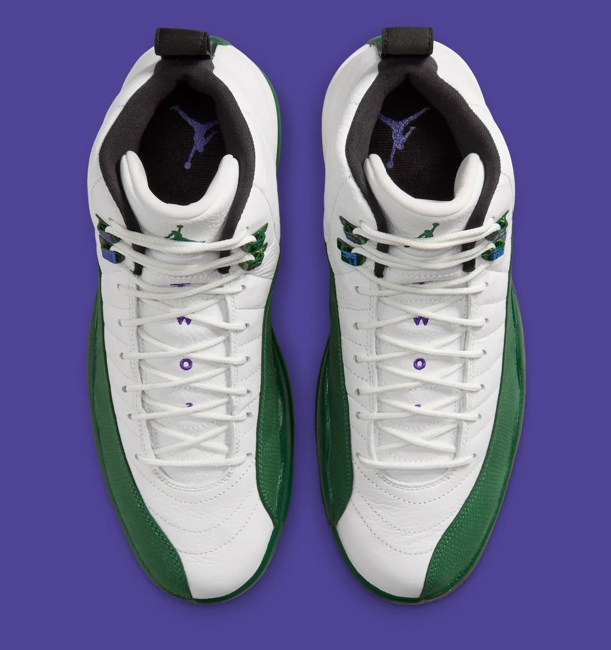 Air Jordan 12 Bucks 'Idols Become Rivals' in Summit White, Gorge Green, and Fierce Purple, inspired by Ray Allen's Milwaukee Bucks player exclusive - detail view 5