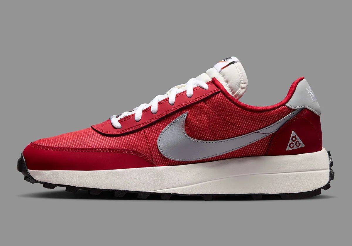 Nike ACG LDV in Varsity Red and Wolf Grey colorway, showcasing updated midsole cushioning and original-inspired upper construction - detail view 1